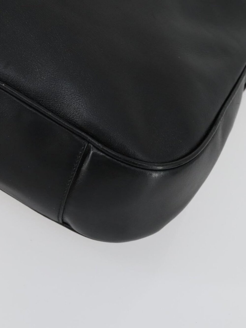 Authentic GUCCI Bamboo Shoulder Bag Leather 2way Black Gold 001 1577 - Picture 4 of 16